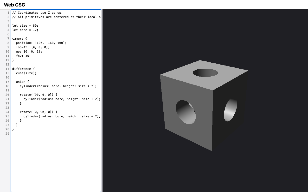 The bored cube: the Boolean subtraction that milestone M4 exists to prove
